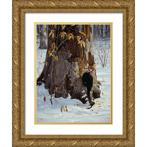 Working The Base Gold Ornate Wood Framed Art Print with Double Matting by Goebel, Wilhelm