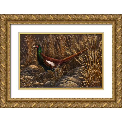 Bianchi Pheasant Gold Ornate Wood Framed Art Print with Double Matting by Goebel, Wilhelm