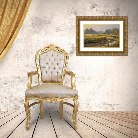 Country Lane Gold Ornate Wood Framed Art Print with Double Matting by Goebel, Wilhelm
