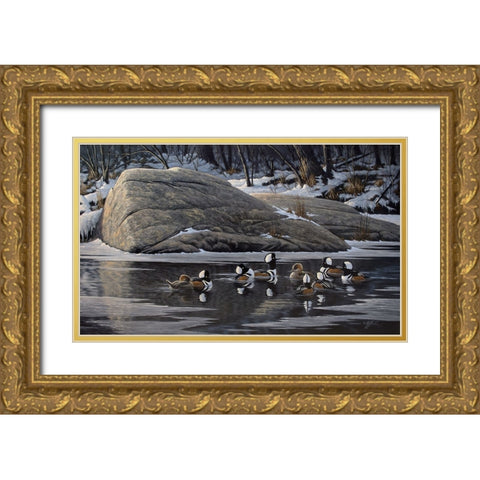 Courtship Rock Gold Ornate Wood Framed Art Print with Double Matting by Goebel, Wilhelm