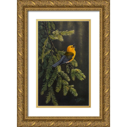 Cypress Song Gold Ornate Wood Framed Art Print with Double Matting by Goebel, Wilhelm