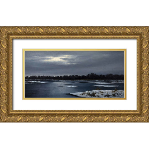 Frozen Marsh Gold Ornate Wood Framed Art Print with Double Matting by Goebel, Wilhelm