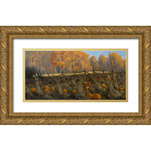 Pumpkin Patch Gold Ornate Wood Framed Art Print with Double Matting by Goebel, Wilhelm