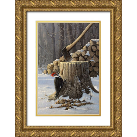 Stump Grinder Gold Ornate Wood Framed Art Print with Double Matting by Goebel, Wilhelm