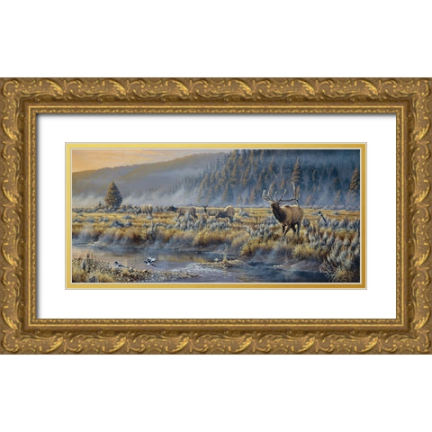 Autumn Classic - Elk Gold Ornate Wood Framed Art Print with Double Matting by Goebel, Wilhelm