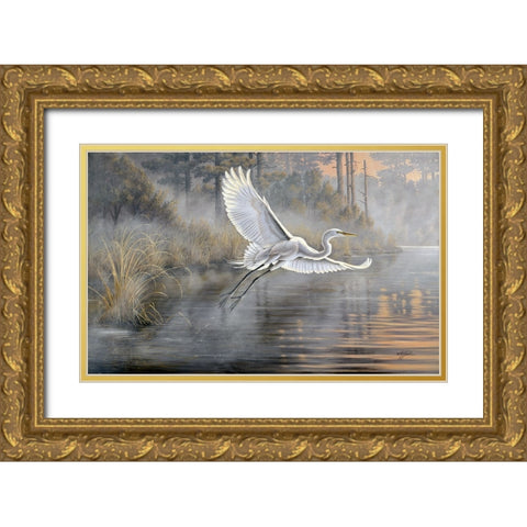 Sunrise Flight Gold Ornate Wood Framed Art Print with Double Matting by Goebel, Wilhelm
