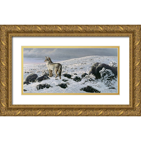 Open Country - Coyote Gold Ornate Wood Framed Art Print with Double Matting by Goebel, Wilhelm