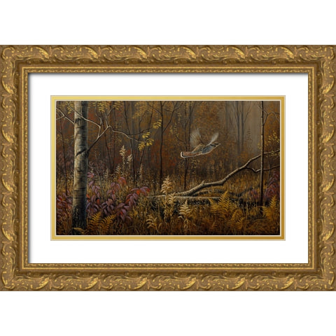 Into The Open - Ruffed Grouse Gold Ornate Wood Framed Art Print with Double Matting by Goebel, Wilhelm