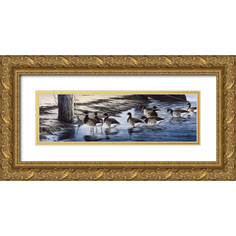 Brant Coming Ashore Gold Ornate Wood Framed Art Print with Double Matting by Goebel, Wilhelm