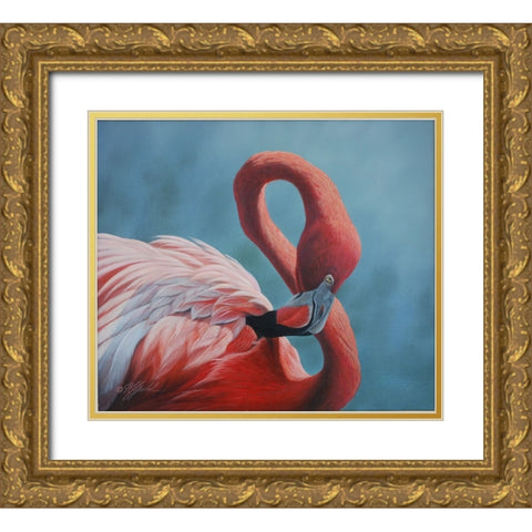 Figure 8 - Flamingo Gold Ornate Wood Framed Art Print with Double Matting by Goebel, Wilhelm