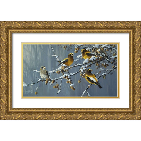 Winters Treat Gold Ornate Wood Framed Art Print with Double Matting by Goebel, Wilhelm