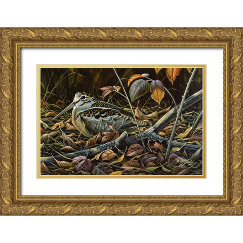Migration Stop  - Woodcock Gold Ornate Wood Framed Art Print with Double Matting by Goebel, Wilhelm