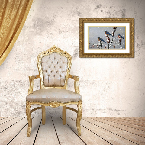 Winter Trio Gold Ornate Wood Framed Art Print with Double Matting by Goebel, Wilhelm