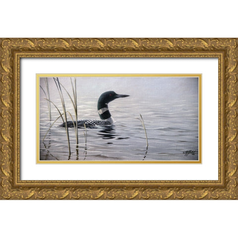 Emerging Loon Gold Ornate Wood Framed Art Print with Double Matting by Goebel, Wilhelm