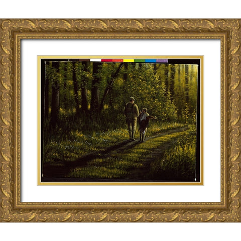 First Bird Gold Ornate Wood Framed Art Print with Double Matting by Goebel, Wilhelm