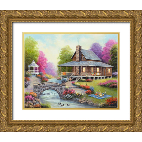 Springs Harmony Gold Ornate Wood Framed Art Print with Double Matting by Zaccheo, John