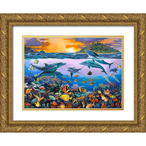 Undersea League Gold Ornate Wood Framed Art Print with Double Matting by Zaccheo, John