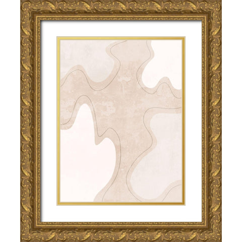 Faded Curves Gold Ornate Wood Framed Art Print with Double Matting by Adebowale