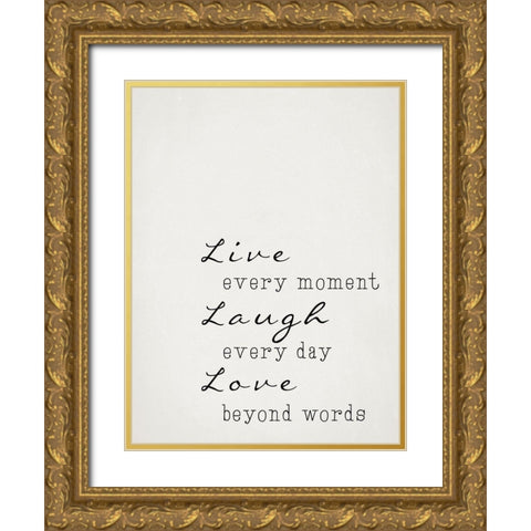 Live Laugh Love Gold Ornate Wood Framed Art Print with Double Matting by Adebowale