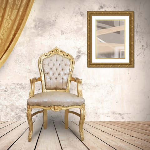 Grudgy Streaks Gold Ornate Wood Framed Art Print with Double Matting by Adebowale