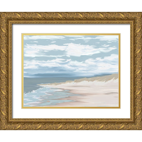 Sand On The Beach Gold Ornate Wood Framed Art Print with Double Matting by Adebowale