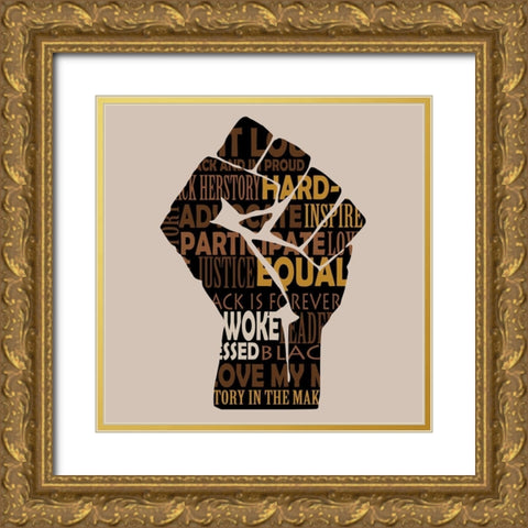 Powerful Gold Ornate Wood Framed Art Print with Double Matting by Adebowale