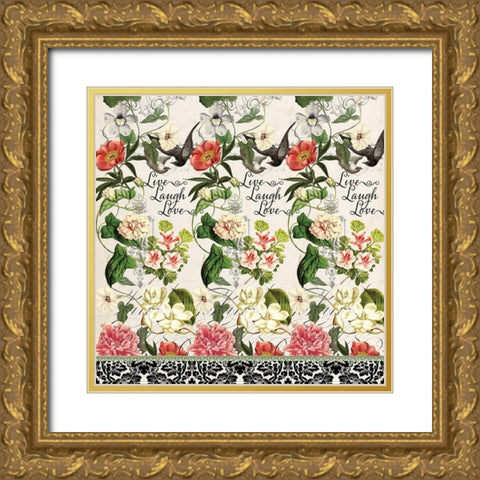 Floral Curtain Gold Ornate Wood Framed Art Print with Double Matting by Art Creations