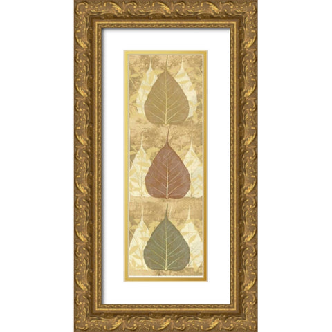 Tree Leaves 3 Gold Ornate Wood Framed Art Print with Double Matting by DAmico, Angela