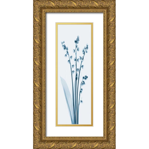 Lily of the Valley in Blue 2 Gold Ornate Wood Framed Art Print with Double Matting by Koetsier, Albert