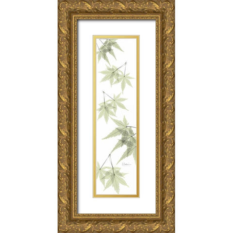 Leaves in Green Gold Ornate Wood Framed Art Print with Double Matting by Koetsier, Albert
