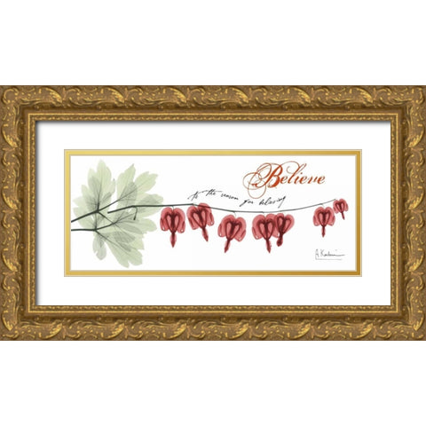 Bleeding Heart Believe Gold Ornate Wood Framed Art Print with Double Matting by Koetsier, Albert