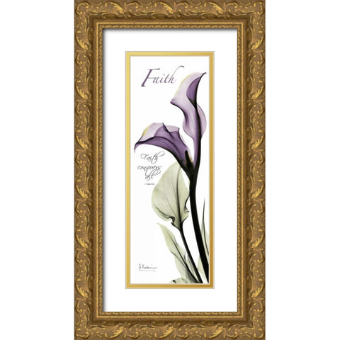 Calla Lily in Purple - Faith Gold Ornate Wood Framed Art Print with Double Matting by Koetsier, Albert