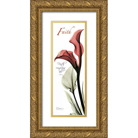 Calla Lily in Red - Faith Gold Ornate Wood Framed Art Print with Double Matting by Koetsier, Albert