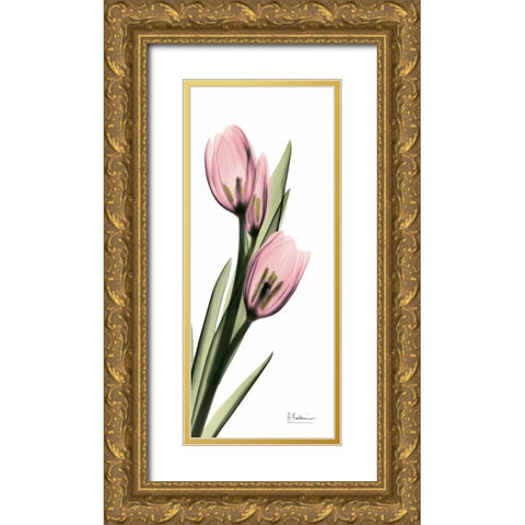 Tulips in Pink Gold Ornate Wood Framed Art Print with Double Matting by Koetsier, Albert