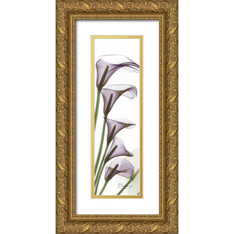 Calla Lilies in Purple Gold Ornate Wood Framed Art Print with Double Matting by Koetsier, Albert