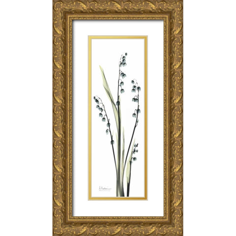 Lily of the Valley in Blue Gold Ornate Wood Framed Art Print with Double Matting by Koetsier, Albert