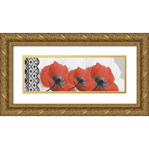 Poppies L167 Gold Ornate Wood Framed Art Print with Double Matting by Koetsier, Albert