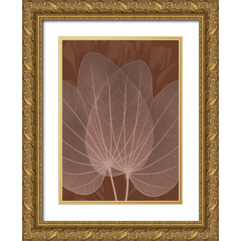 Orchid Tree Fan Gold Ornate Wood Framed Art Print with Double Matting by Koetsier, Albert