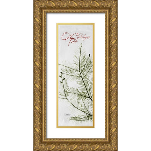 O Christmas Evergreen Gold Ornate Wood Framed Art Print with Double Matting by Koetsier, Albert