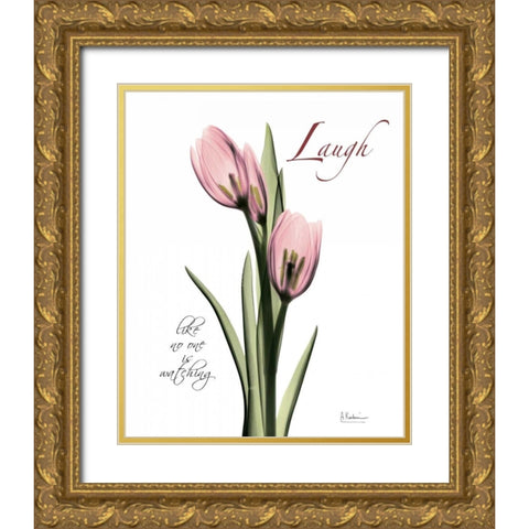 Tulip in Pink - Laugh Gold Ornate Wood Framed Art Print with Double Matting by Koetsier, Albert