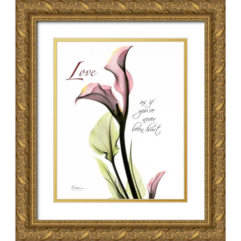 Calla Lily in Pink - Love Gold Ornate Wood Framed Art Print with Double Matting by Koetsier, Albert