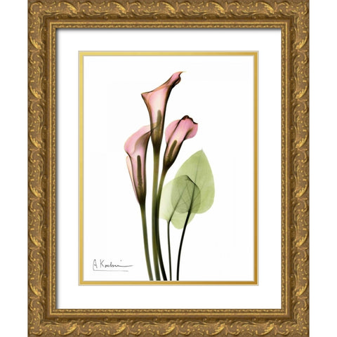 Calla Lily Bouquet in Pink Gold Ornate Wood Framed Art Print with Double Matting by Koetsier, Albert