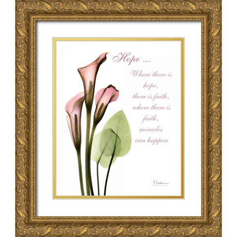 Calla Lily in Pink - Hope Gold Ornate Wood Framed Art Print with Double Matting by Koetsier, Albert