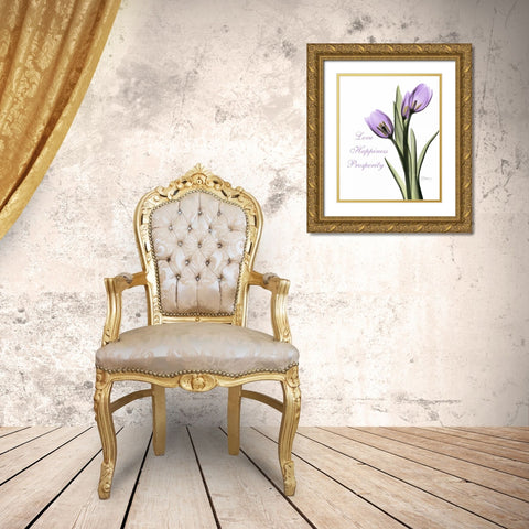 Purple Tulips Love Happiness Gold Ornate Wood Framed Art Print with Double Matting by Koetsier, Albert