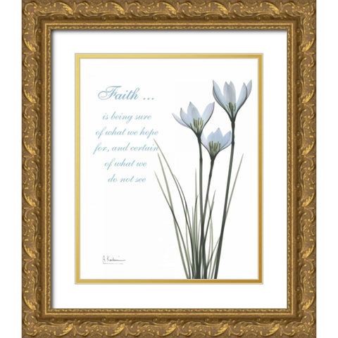 White Rain Lily - Faith Gold Ornate Wood Framed Art Print with Double Matting by Koetsier, Albert