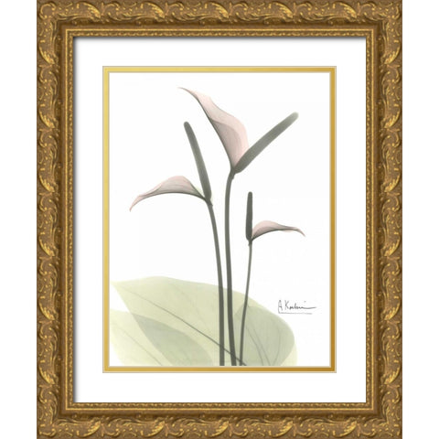 Flamingo in Color Gold Ornate Wood Framed Art Print with Double Matting by Koetsier, Albert