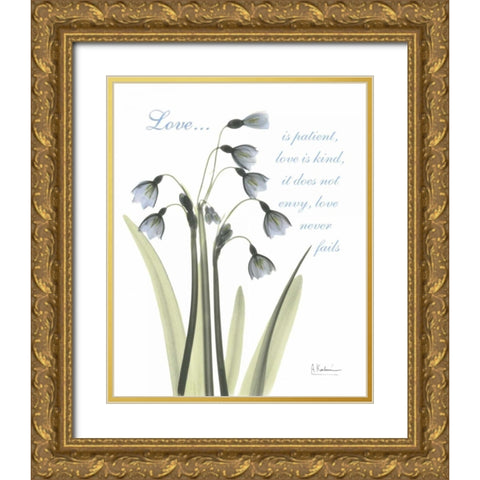 Snow Drop - Love Gold Ornate Wood Framed Art Print with Double Matting by Koetsier, Albert