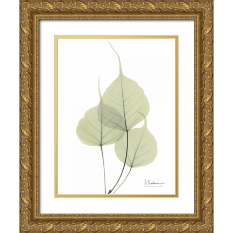 Bo Tree in Pale Green Gold Ornate Wood Framed Art Print with Double Matting by Koetsier, Albert