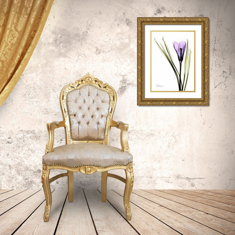 Purple Crocus Gold Ornate Wood Framed Art Print with Double Matting by Koetsier, Albert