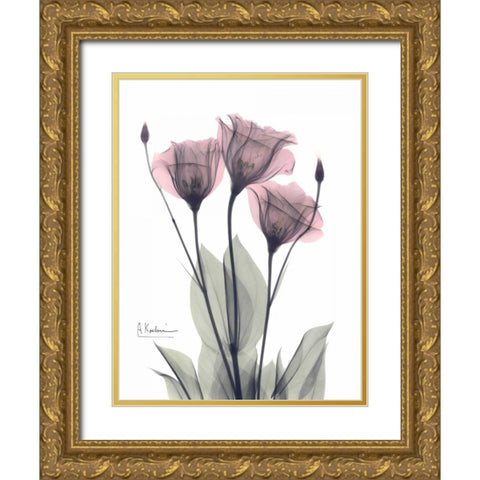 Three Gentian in Color Gold Ornate Wood Framed Art Print with Double Matting by Koetsier, Albert